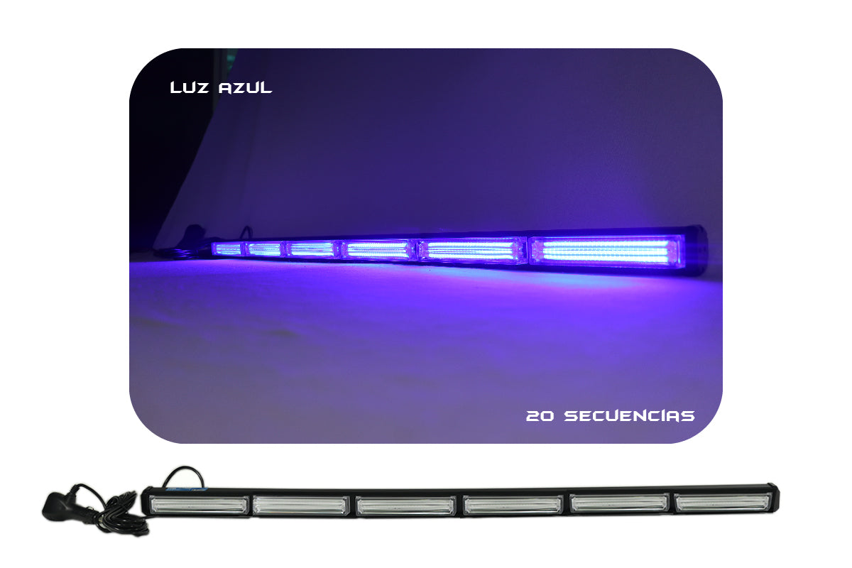 Barra de Luz intermitente LED de tráfico color Azul 90-120 cm