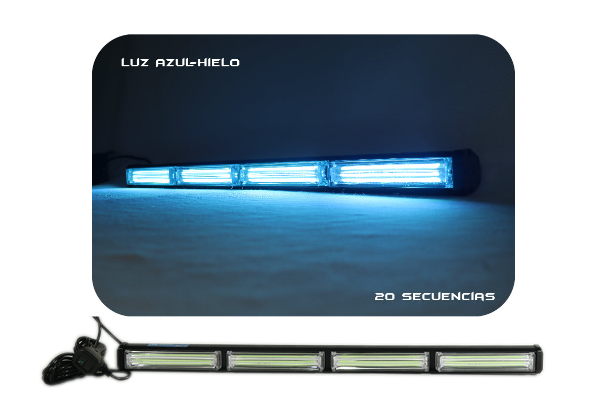 Barra de Luz intermitente LED de tráfico 62-90-120 cm azul hielo