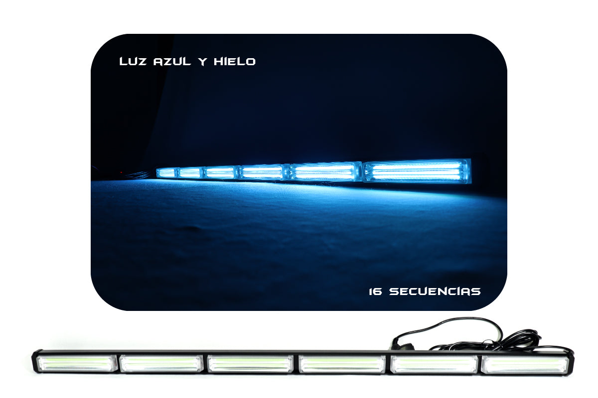 Barra de Luz intermitente LED de tráfico 62-90-120 cm azul hielo