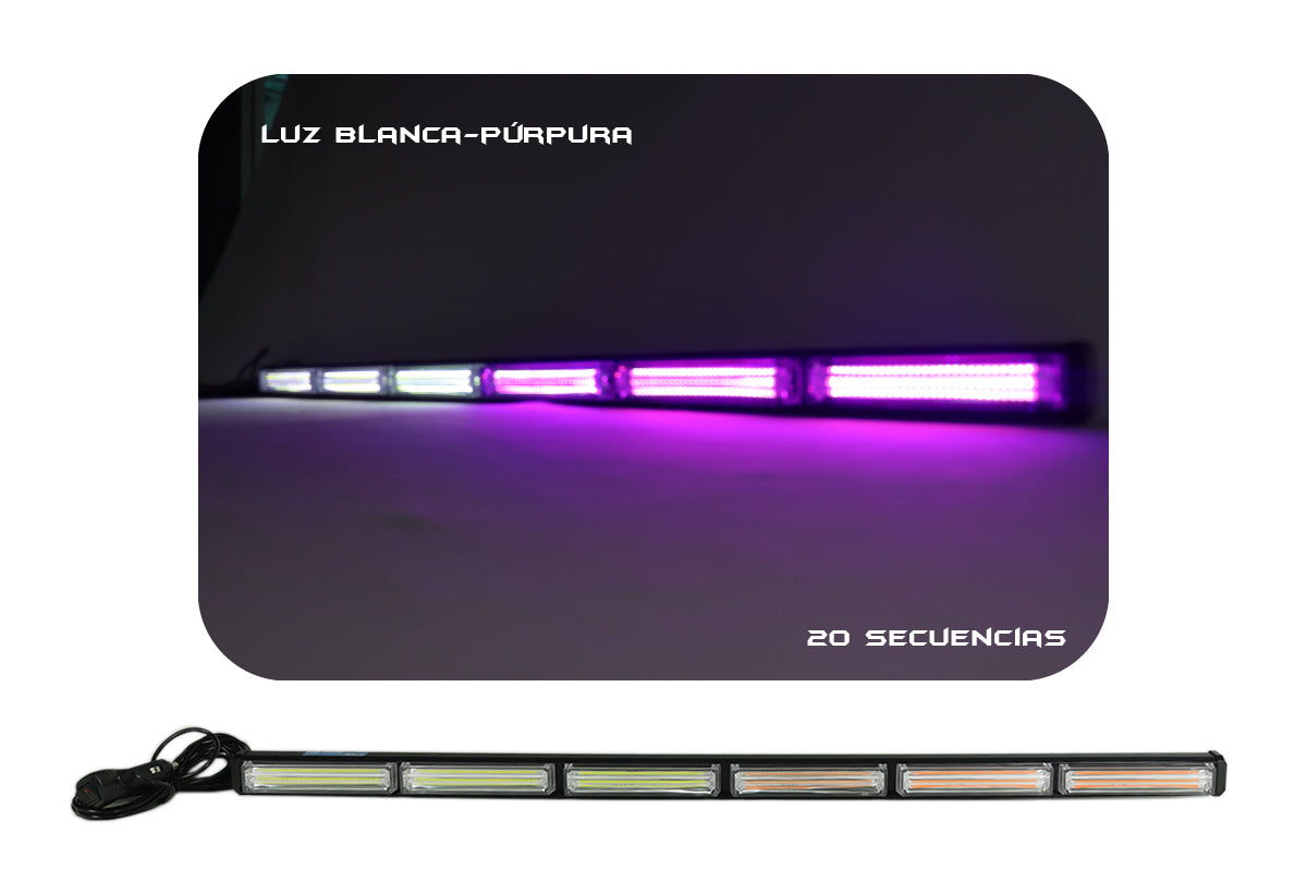 Barra de Luz intermitente LED de tráfico Color blanco-purpura 90-120 cm