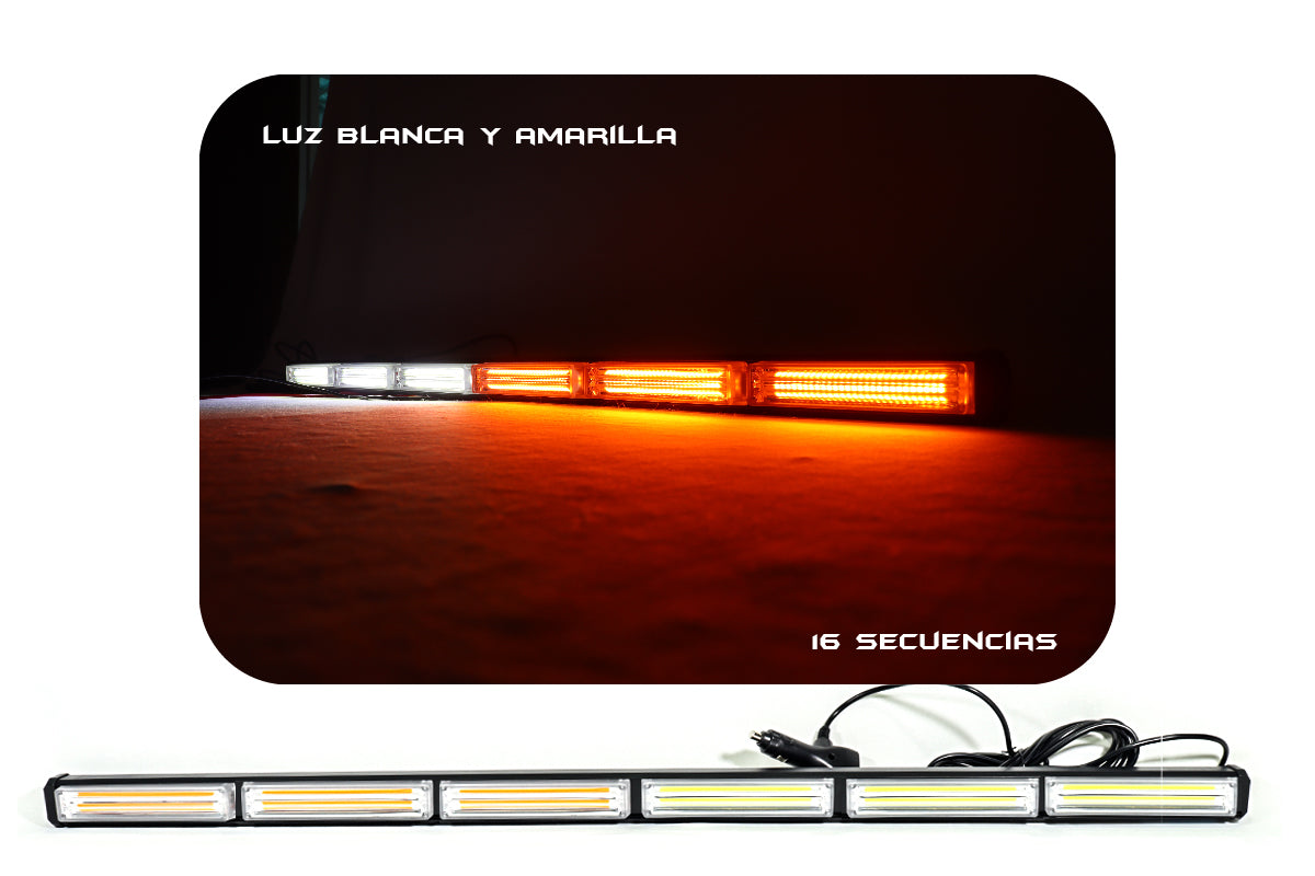Barra de Luz intermitente LED de tráfico 62-90-120 cm blanco amarillo