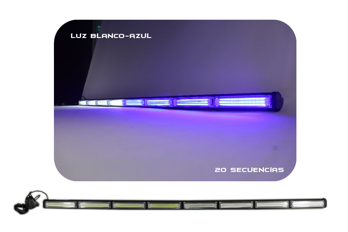 Barra de Luz intermitente LED de tráfico 32-120 cm blanco-azul