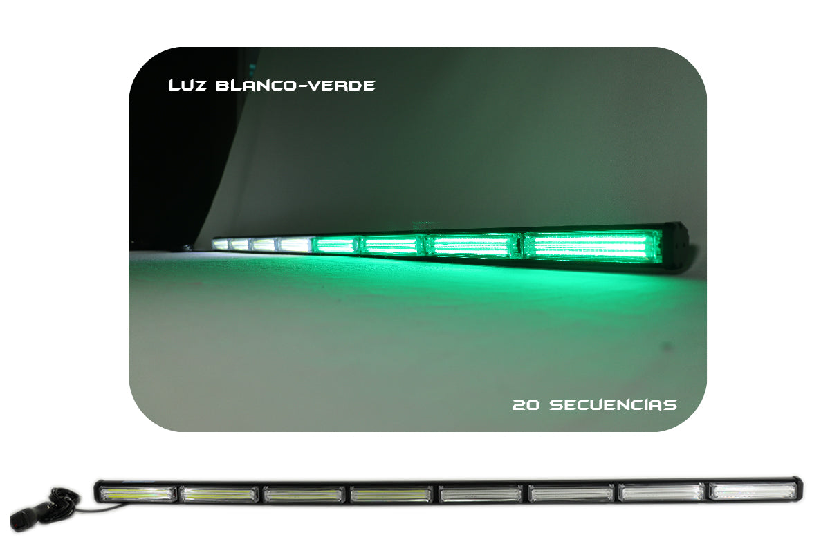 Barra de Luz intermitente LED de tráfico 90-120 cm blanco-verde