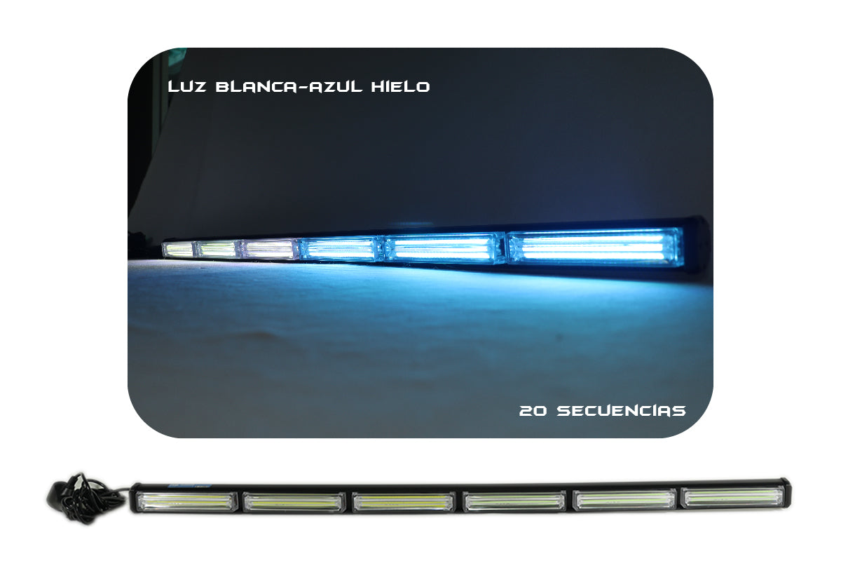 Barra de Luz intermitente LED de tráfico color blanco-azul hielo 90-120 cm