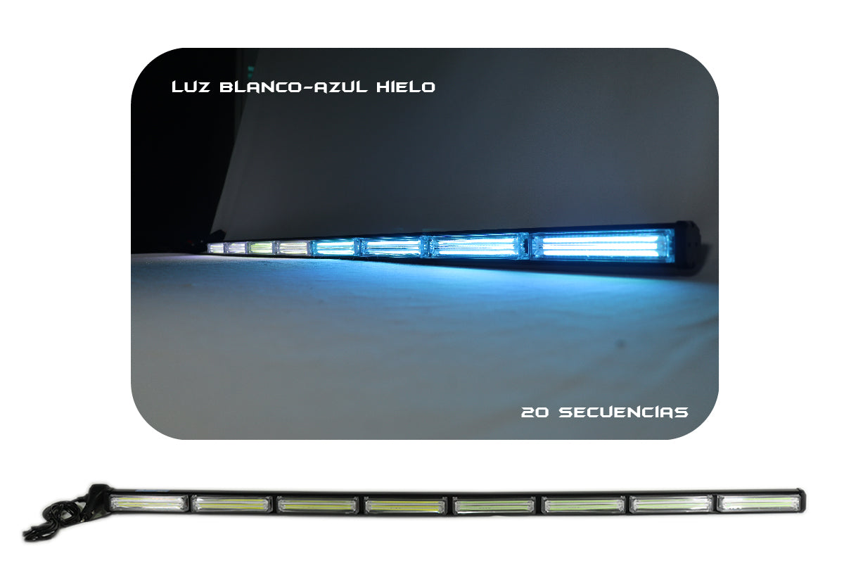 Barra de Luz intermitente LED de tráfico color blanco-azul hielo 90-120 cm
