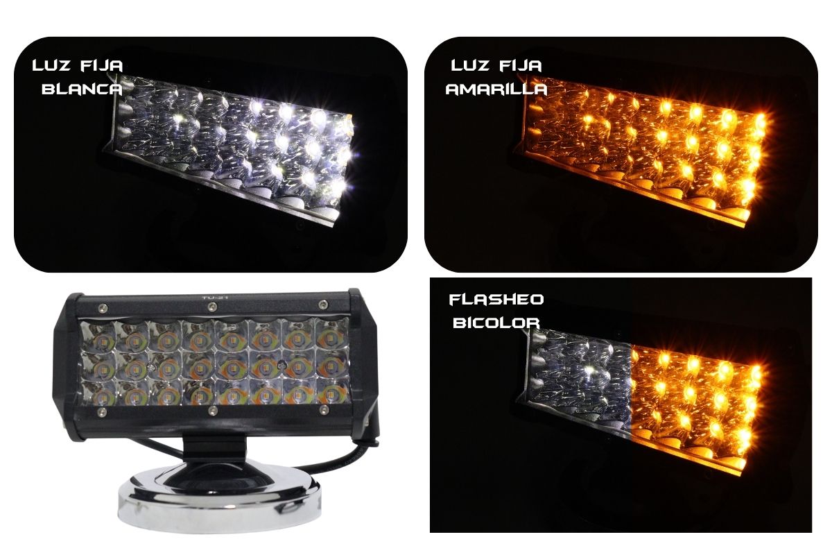 Exploradora bicolor función fijo y flasheo de 24 led 17 cms