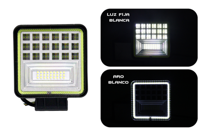 Exploradora cuadrada 45 led con aro en neón función fija y strober