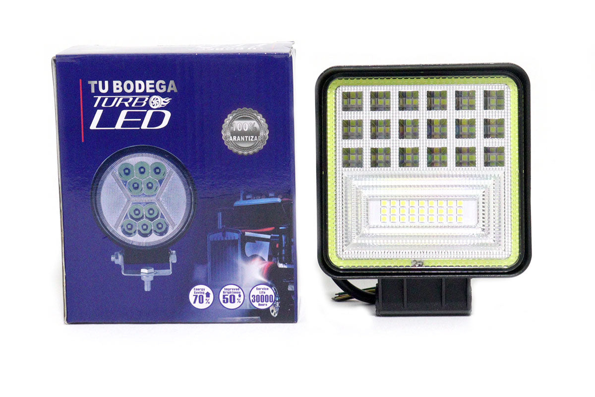 Exploradora cuadrada 45 led con aro en neón función fija y strober