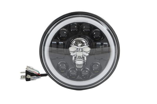 Farola de lujo 7″ RGB modelo calavera  con ojo de de angel (Blanco/amarillo)