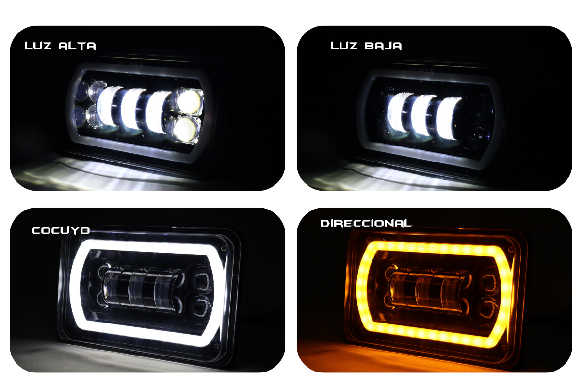 Farola de lujo kenworth foco 5d funcion altas bajas luz blanca cocuyo y direccional amarilla tipo halo