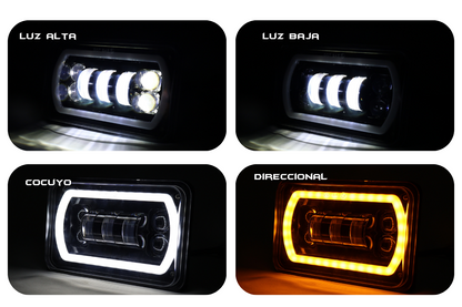 Farola de lujo kenworth foco 5d funcion altas bajas luz blanca cocuyo y direccional amarilla tipo halo
