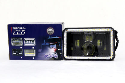 Faro de lujo kenworth 45w ojo de angel funcion altas y bajas luz blanca y amarilla