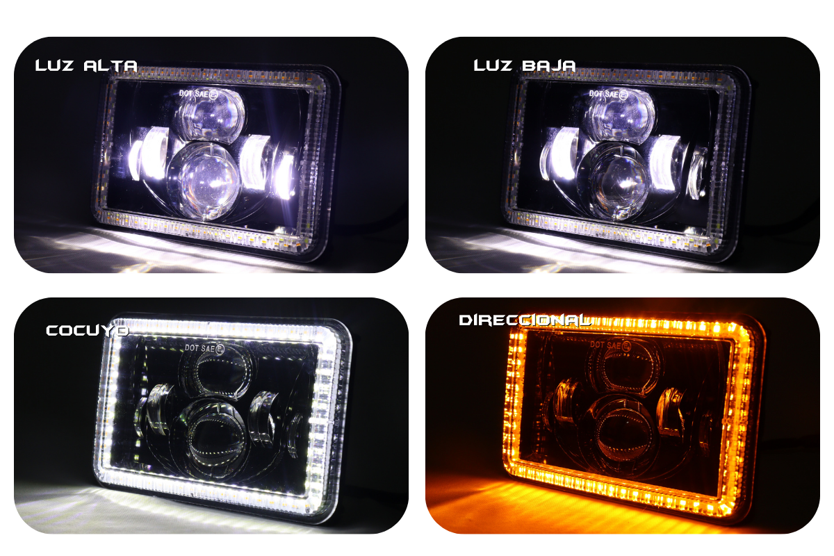 Faro de lujo kenworth 45w ojo de angel funcion altas y bajas luz blanca y amarilla