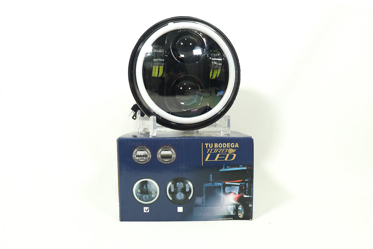Faro de lujo 5″ 40w con ojo de ángel función altas y bajas color blanco amarillo