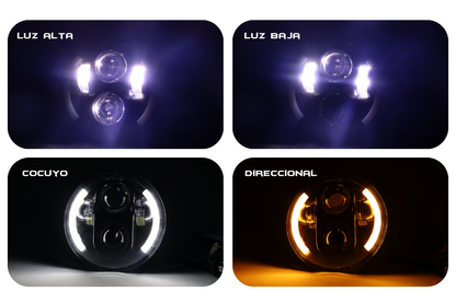 Faro de lujo 5″ 40w con ojo de ángel función altas y bajas luz blanca amarilla