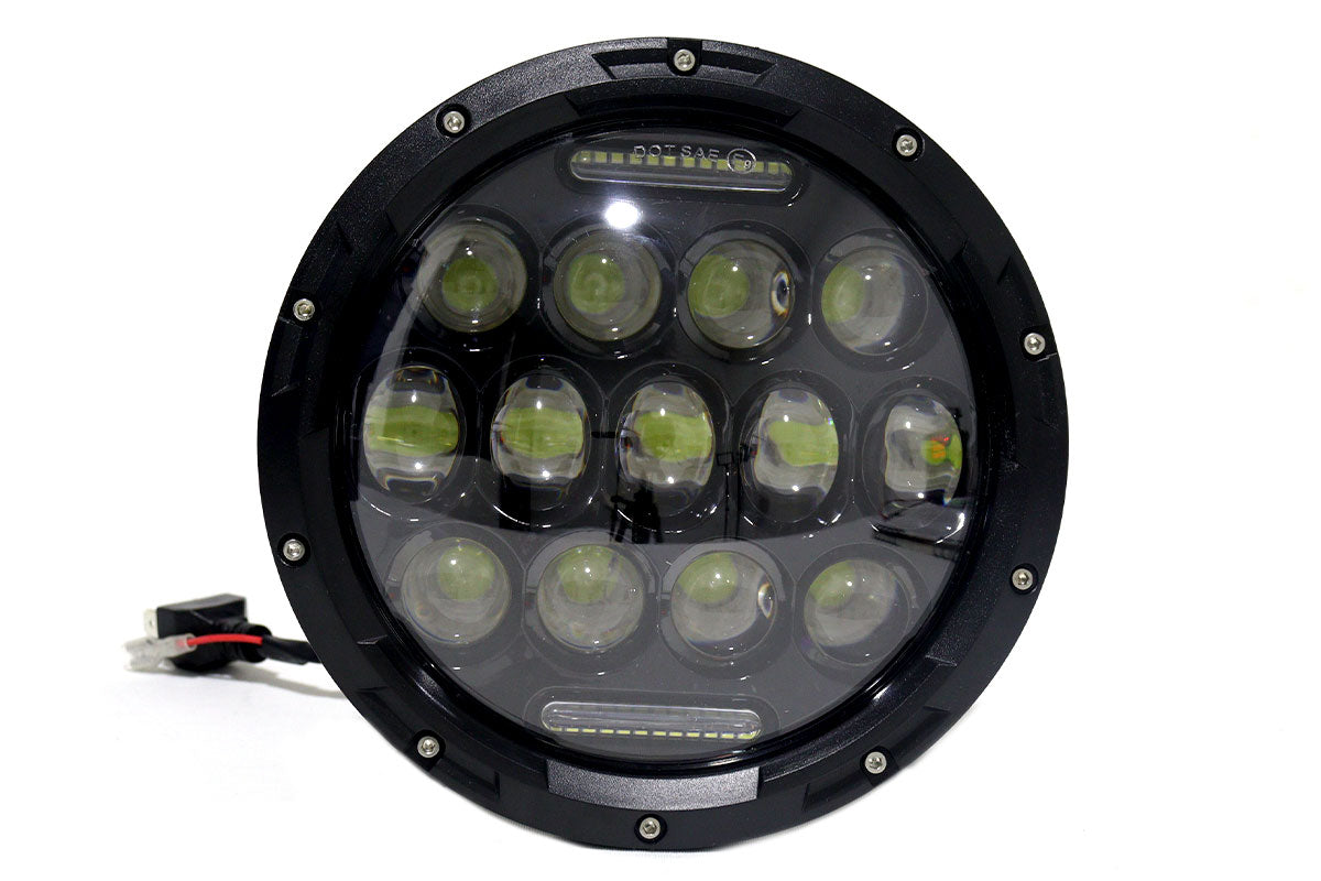 Faro de lujo 7″ 40w función altas y bajas cocuyos incorporados