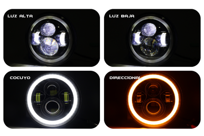 Faro de lujo de 7  40w ojo de ángel dual color función alta y bajas direccional y estacionaria