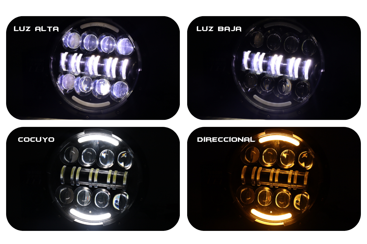 Faro de lujo de 7 ” 40w dual color funcion alta y bajas direccional y estacionaria