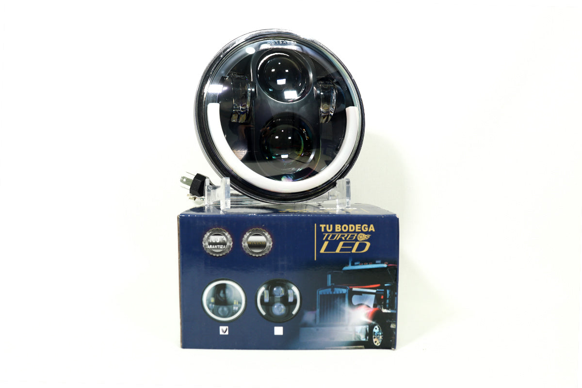 Faro de lujo 5″ 40w con ojo de ángel función altas y bajas luz blanca amarilla
