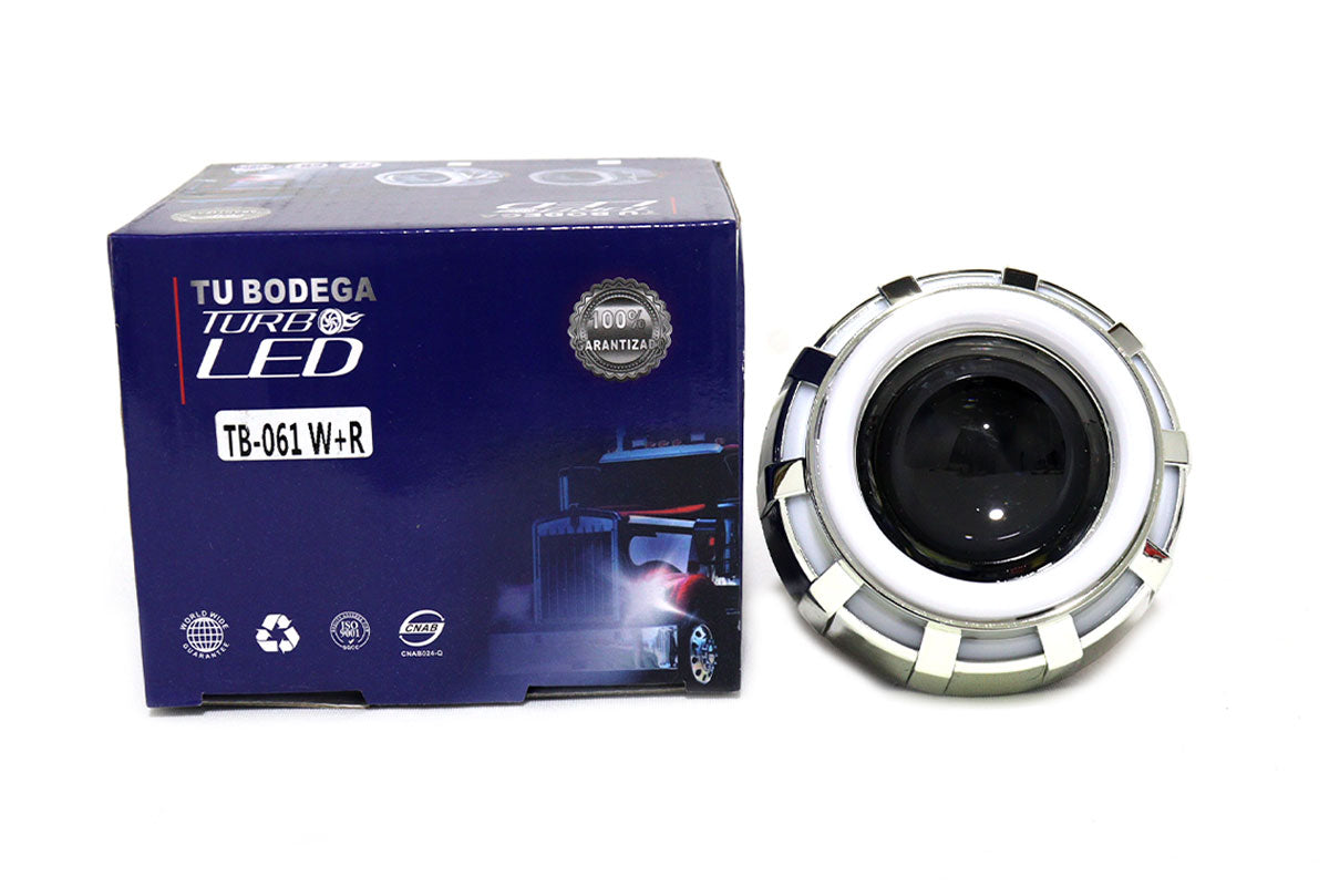 Proyector redondo lupa con ojo de ángel altas bajas y flasheo (copia)
