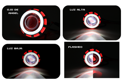 Proyector redondo lupa con ojo de ángel altas bajas y flasheo (copia)