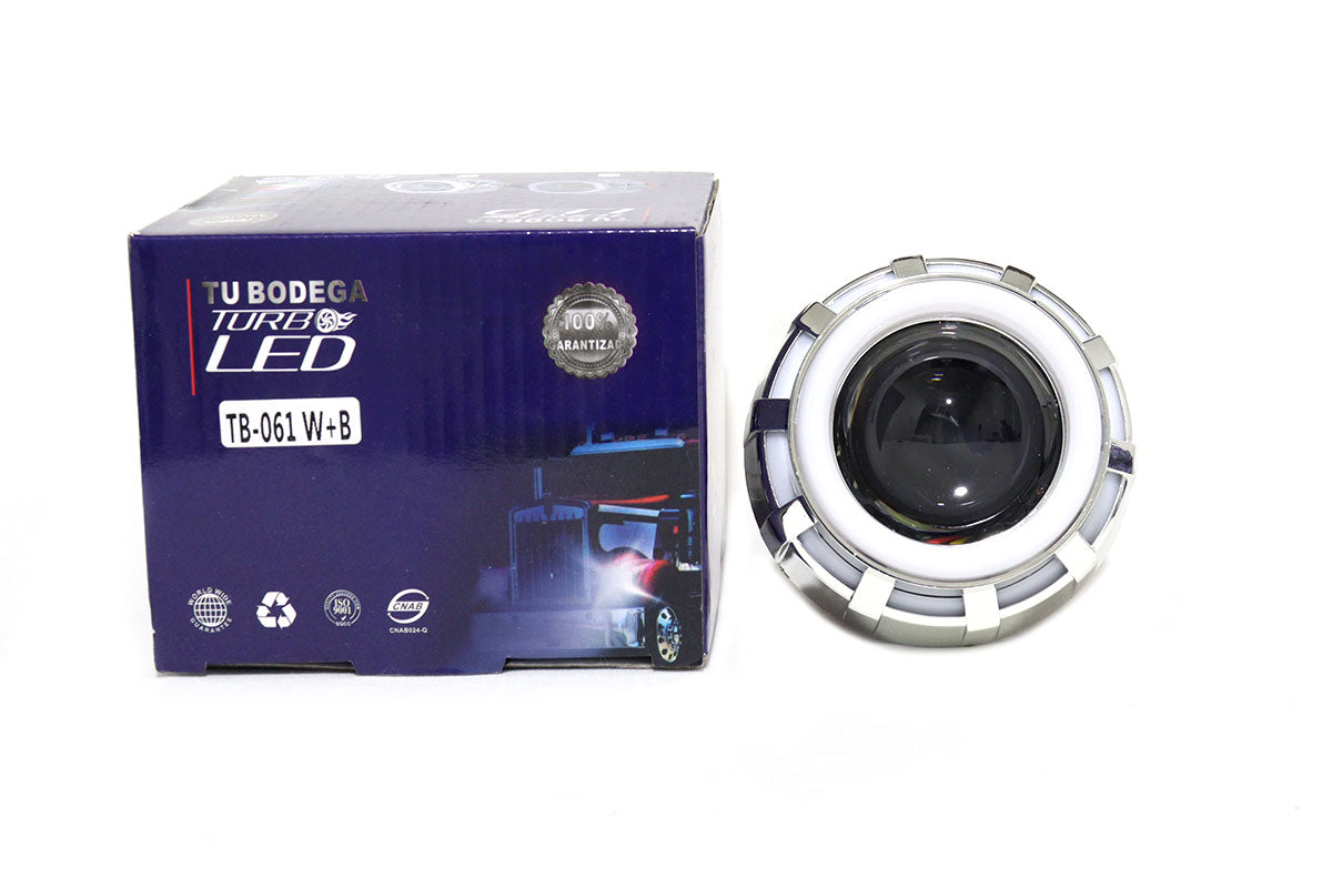Proyector redondo lupa con ojo de ángel altas bajas y flasheo