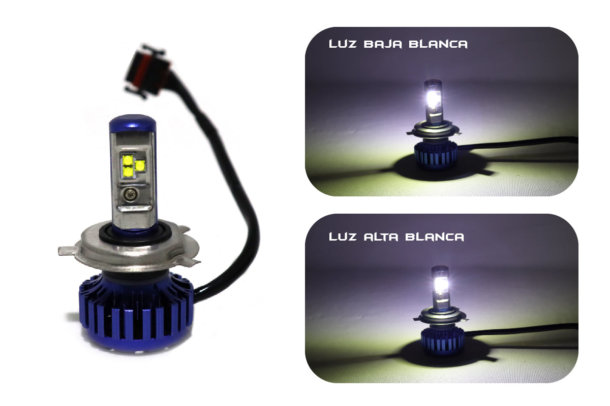Bombillo TURBO LED H4 – 8000 Lúmenes (Reales – Alta Potencia) – Altas & Bajas