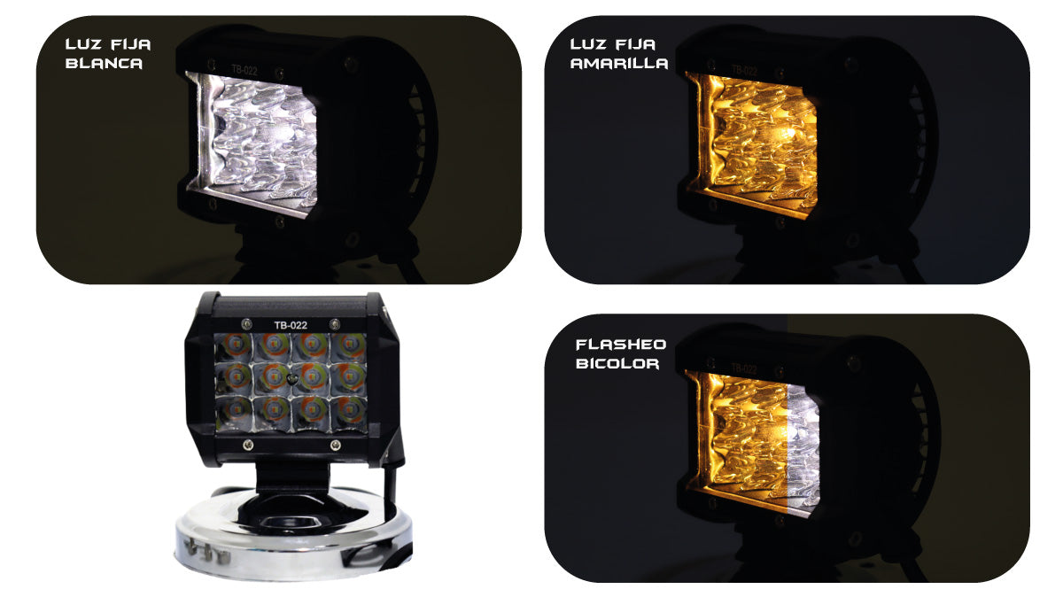 Exploradora cuadrada 12 LED Dual color Foco Profundidad Fijo y flasheo