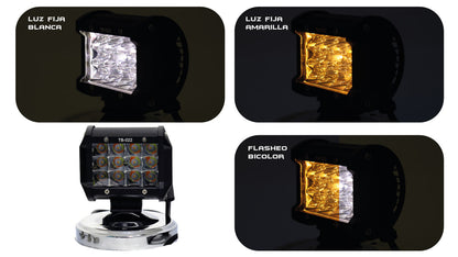 Exploradora cuadrada 12 LED Dual color Foco Profundidad Fijo y flasheo