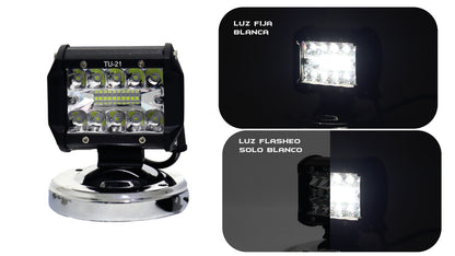 Exploradora Cuadrada 20 LED Doble foco Fijo-flasheo