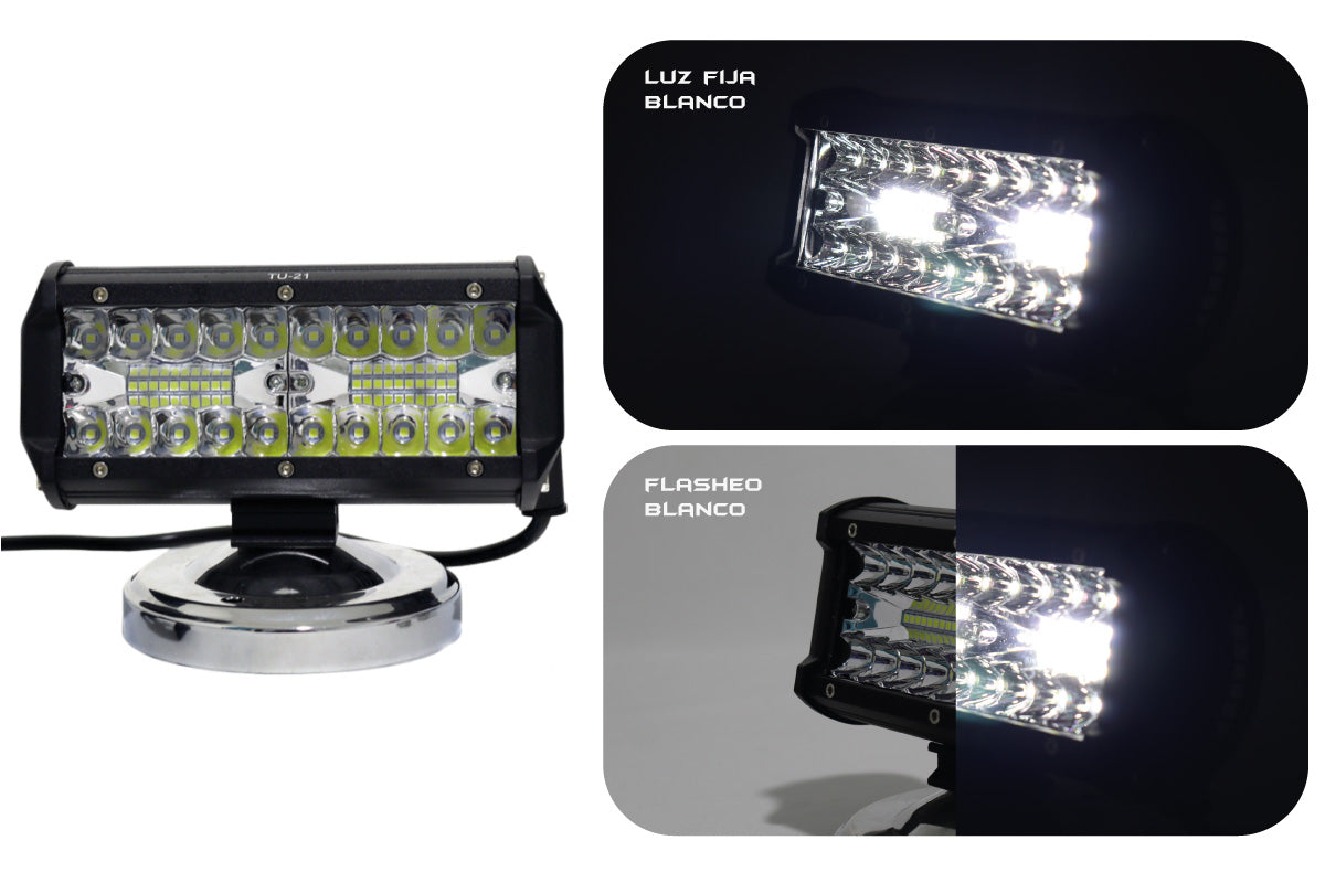 Exploradora Barra 40 LED Tipo espejo 72W Función Fijo-flasheo