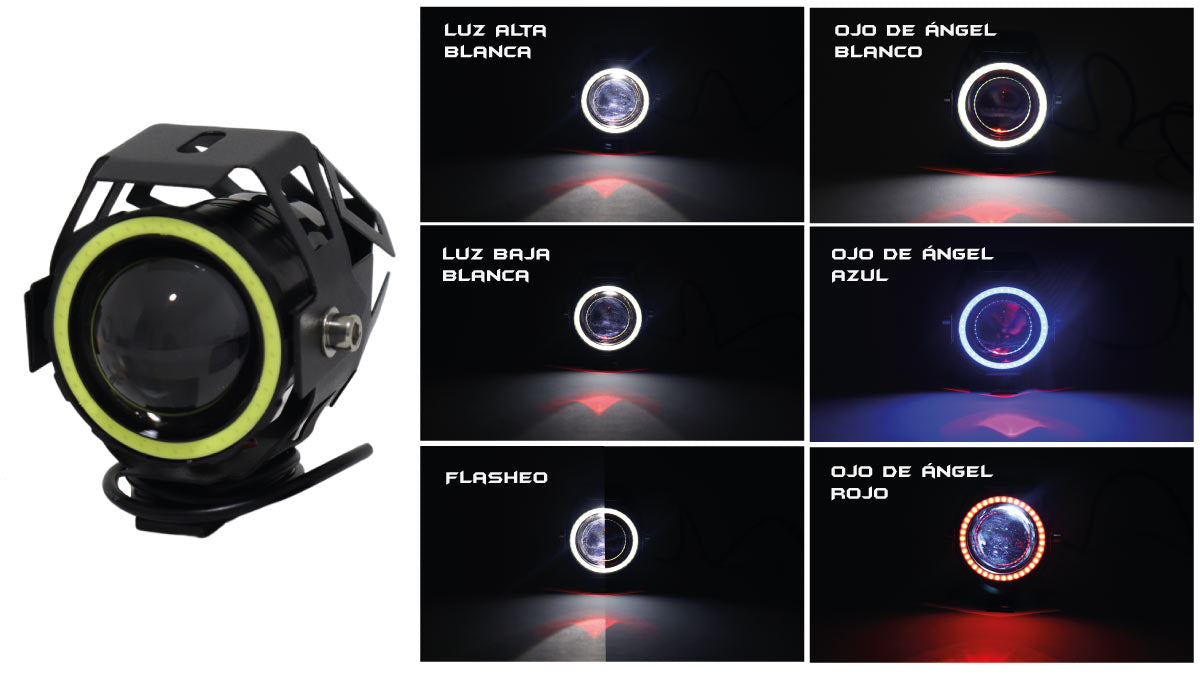 Exploradora LED Ojo de ángel U7 Mini transformer Altas-bajas-Flasheo