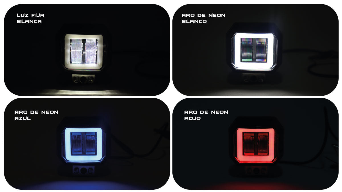 Exploradora LED Cuadrada 3” Halo Luz blanca expansiva Fija