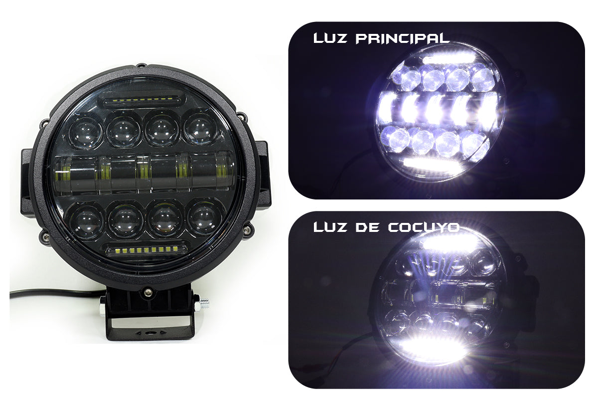 Exploradora Led 7 redonda, con haz de luz y cocuyo