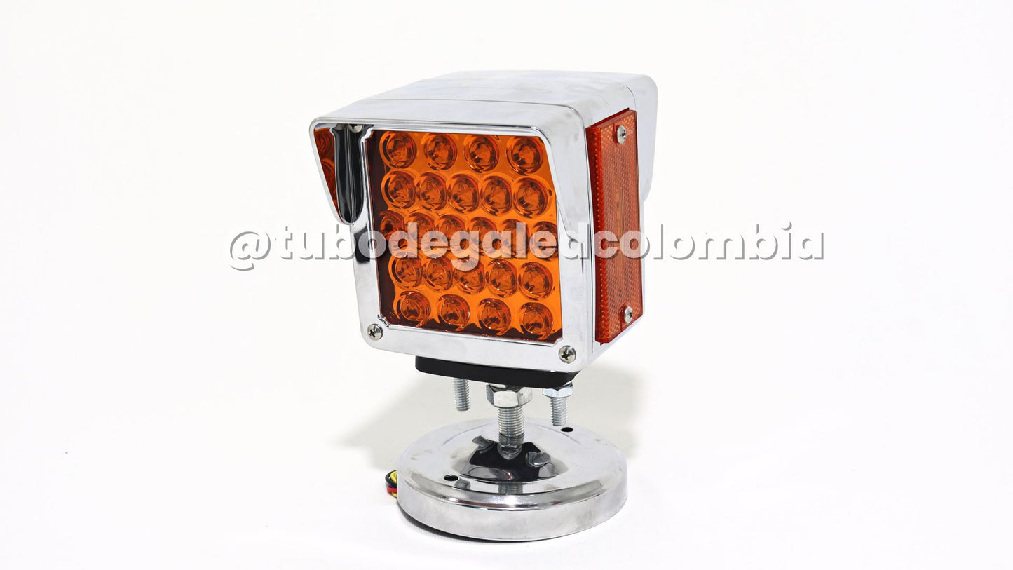 Direccional Led cuadro grande, soporte cromado y visera