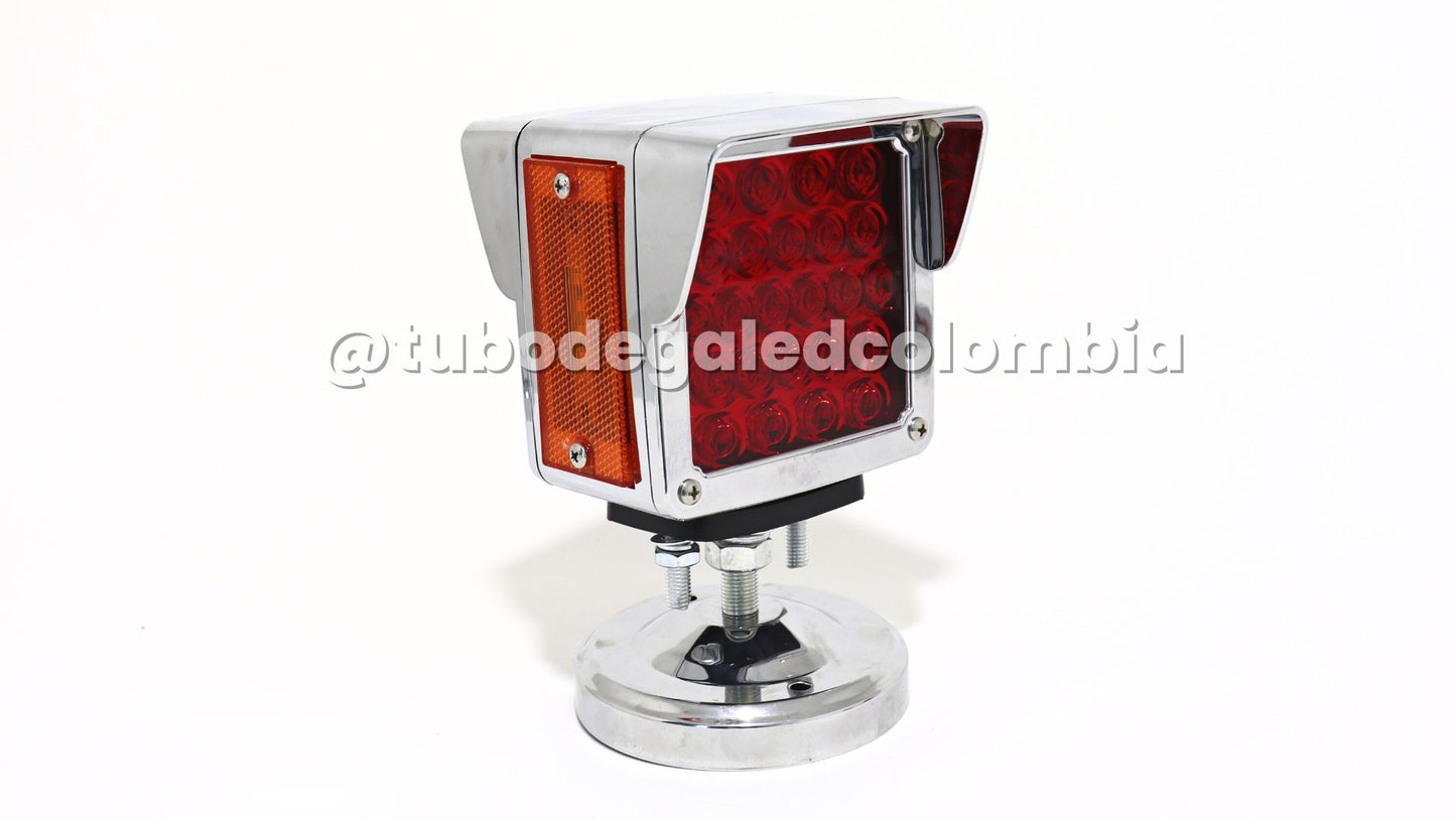 Direccional Led cuadro grande, soporte cromado y visera