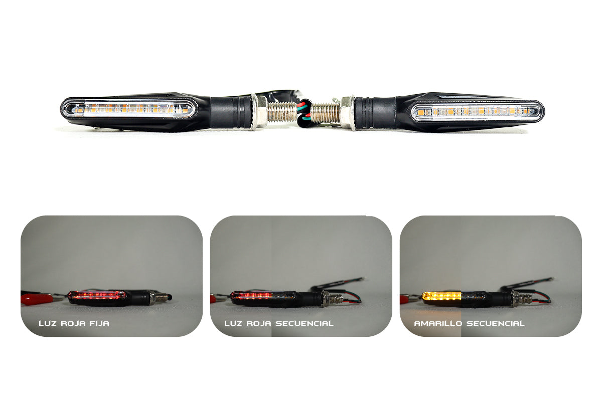 Direccionales Led función fija y secuencial Color Ámbar Moto