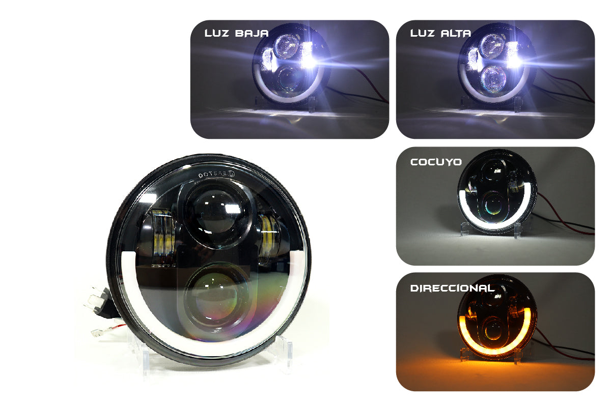 Faro de lujo 5″ 40w con ojo de ángel función altas y bajas luz blanca amarilla