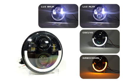 Faro de lujo 5″ 40w con ojo de ángel función altas y bajas luz blanca amarilla