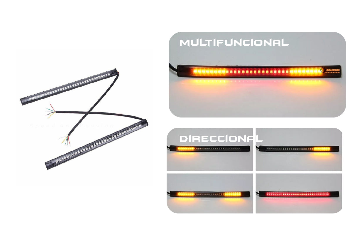 Tira de luces Led traseras para motocicleta, Bombilla de freno trasero de doble Color